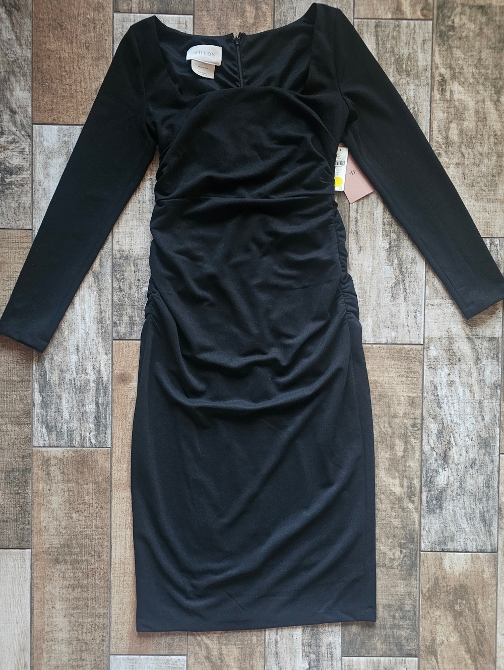 Anthropologie BHLDN Black Ruched Midi Dress NWT Size Small | Old Money Aesthetic